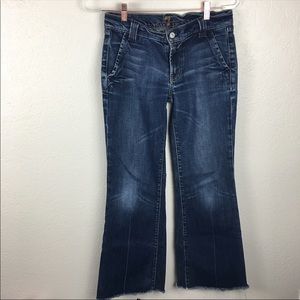 7 For All Mankind Flare raw hem jeans size 28
